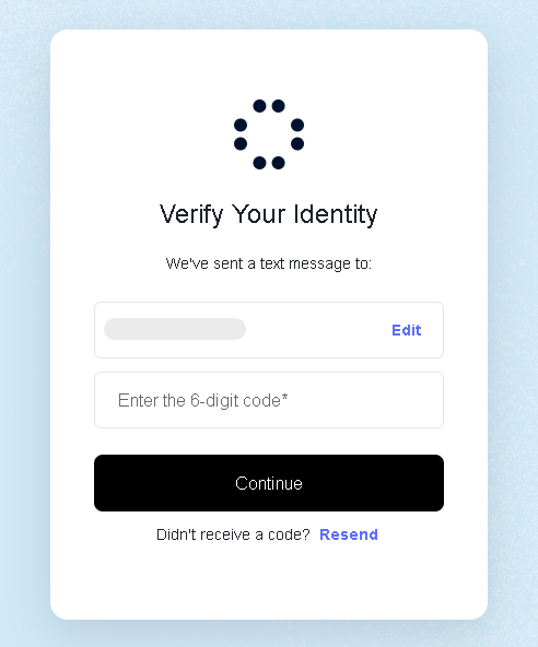 Retell AI SMS verification code field