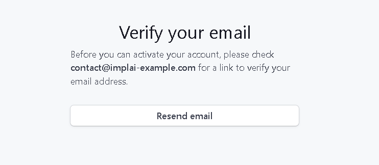 Stripe Verify your email page with a Resend email button