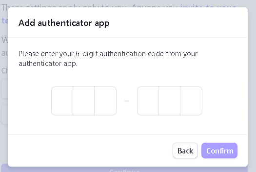 Stripe 6-digit authentication code entry