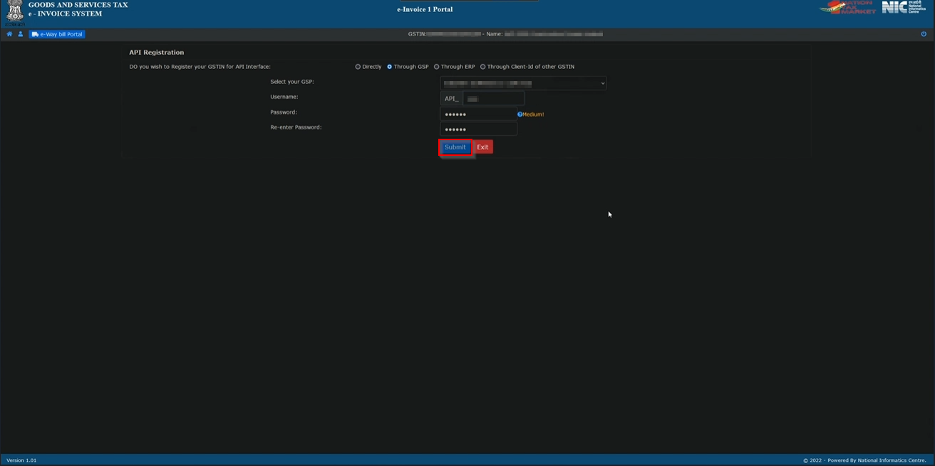Input details and Submit