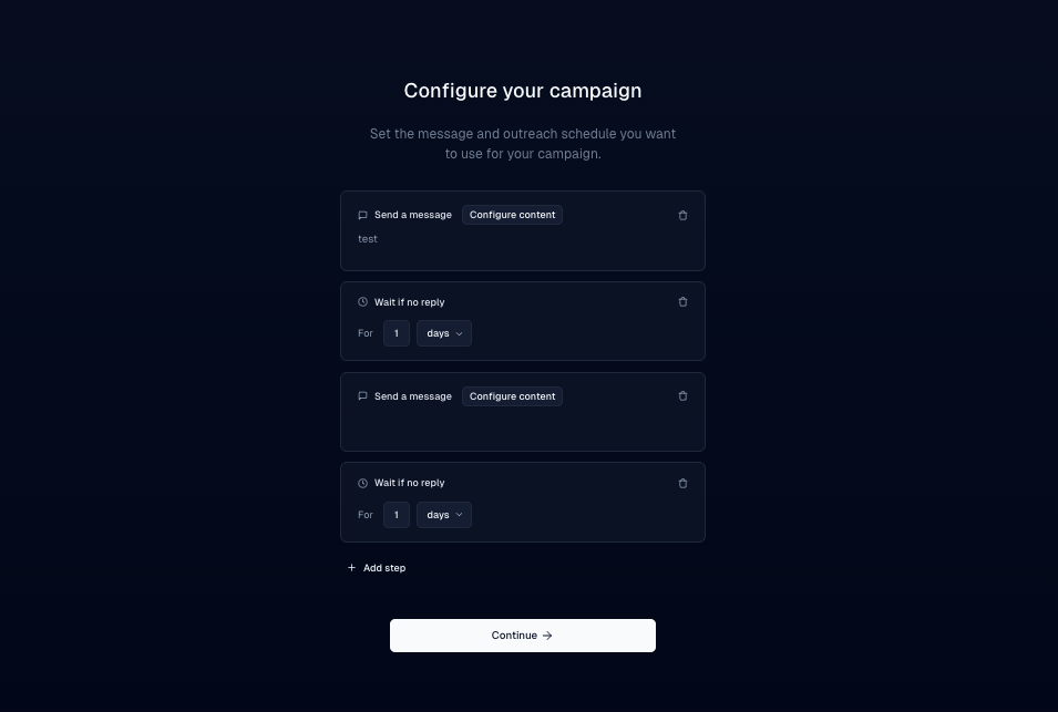 Message preview with variable placeholders