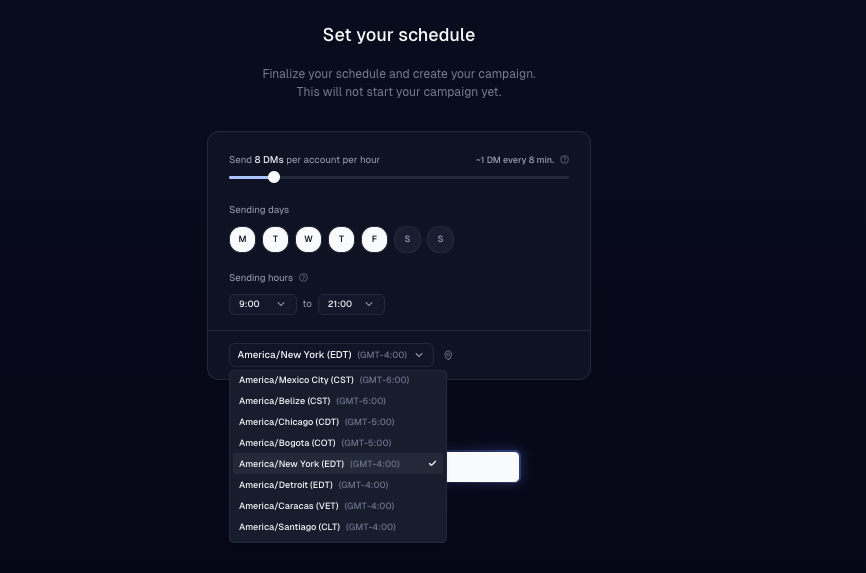 Timezone preview for recipients