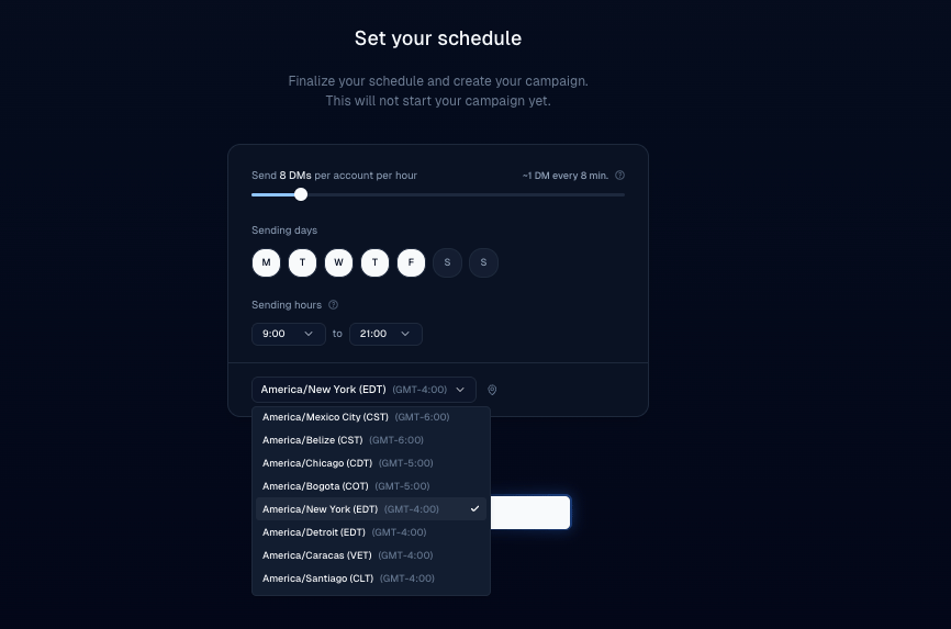 Timezone preview for recipients