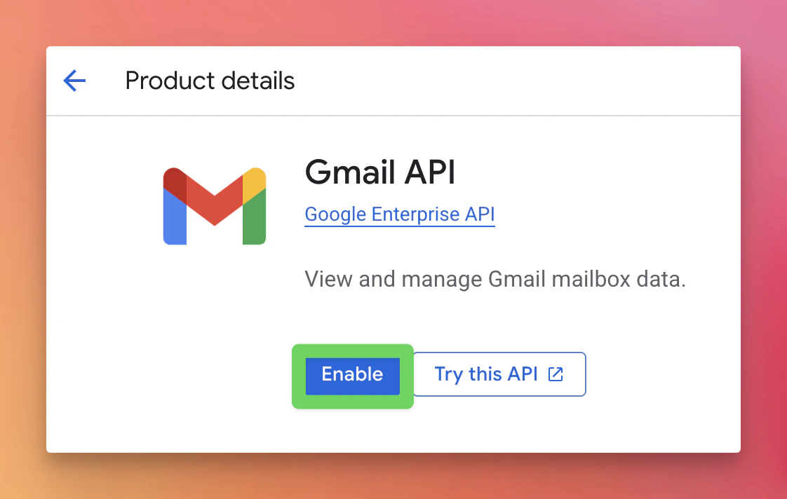 Enable Gmail API