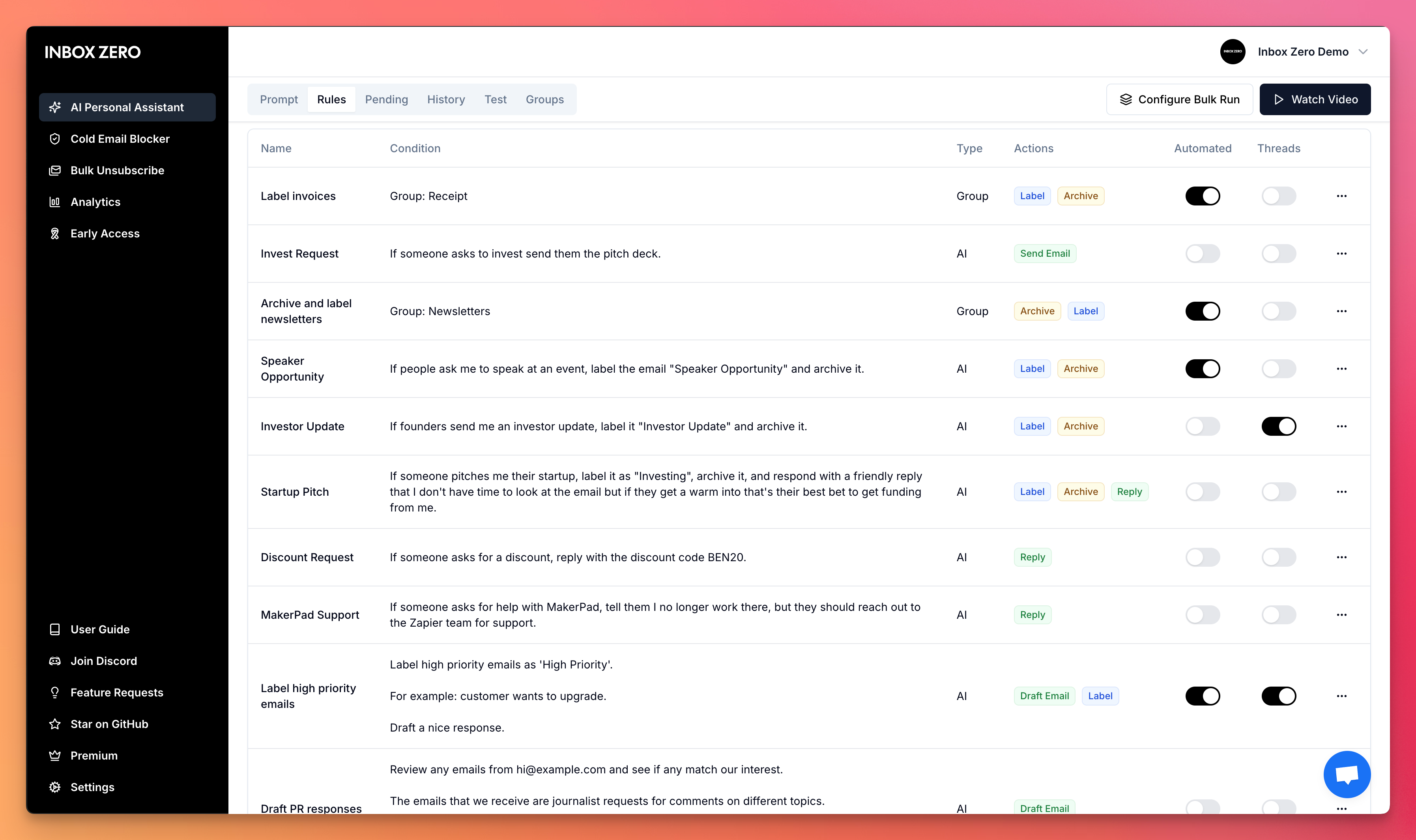 AI Personal Assistant - Inbox Zero Documentation