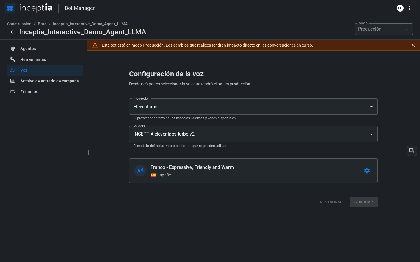 Configuración de Voz (TTS)