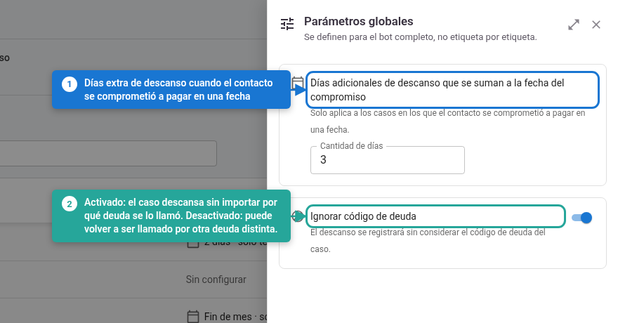 Parámetros globales de descanso del bot