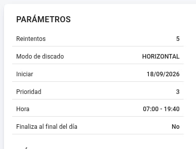 Bloco de parâmetros de uma campanha