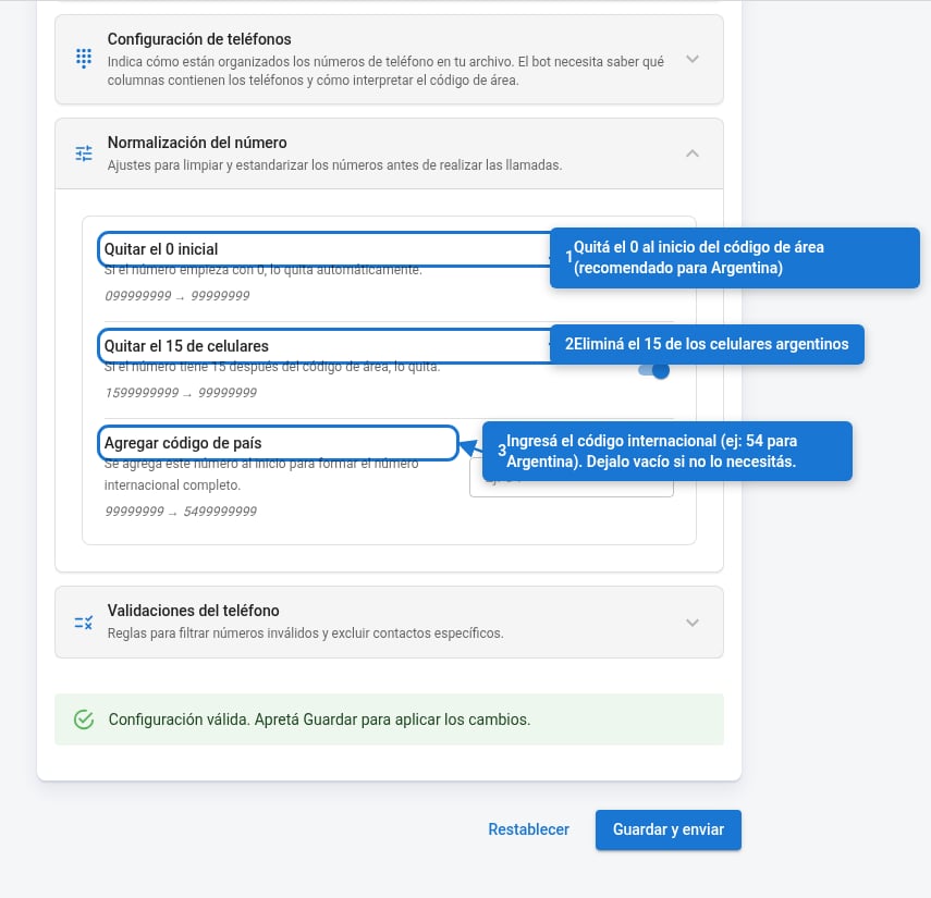 Reglas de normalización de números
