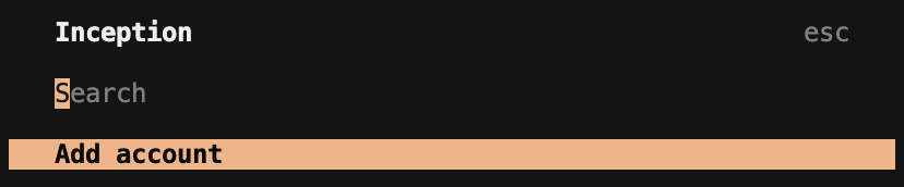 Add account option for the Inception provider in OpenCode