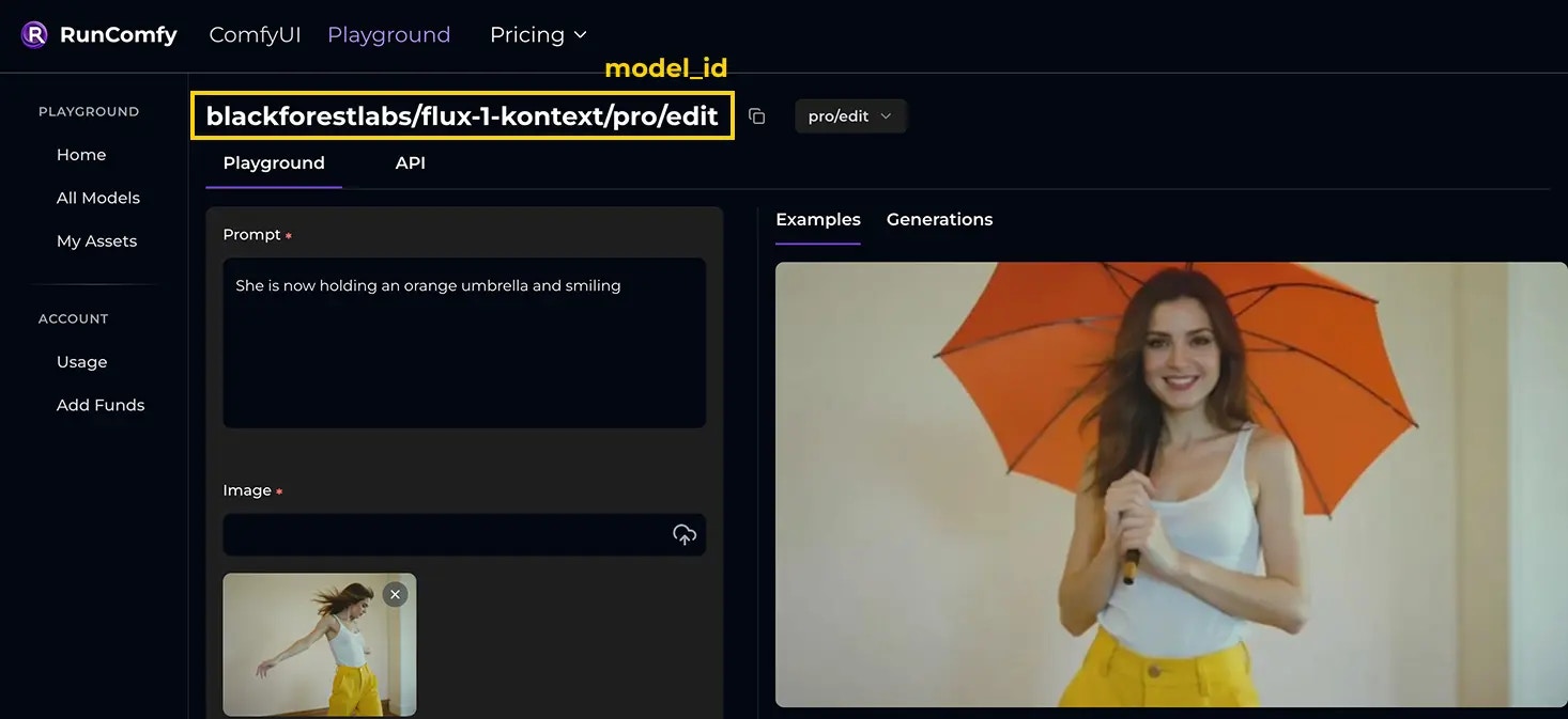 Alt RunComfy model id