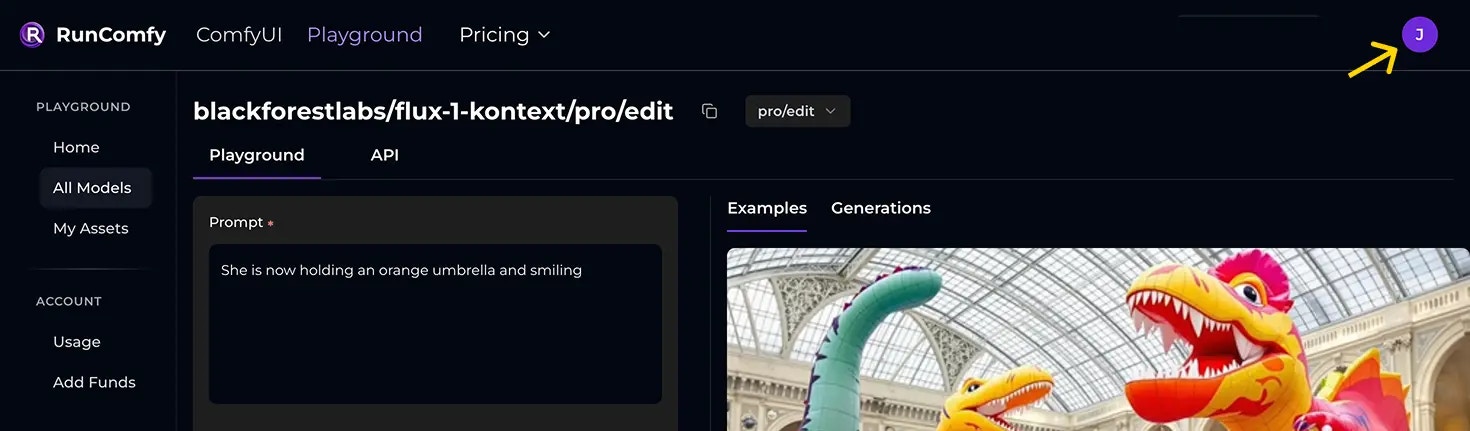 Alt RunComfy Profile Button