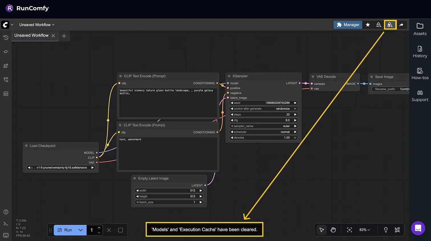 Unload models + clear execution cache in ComfyUI