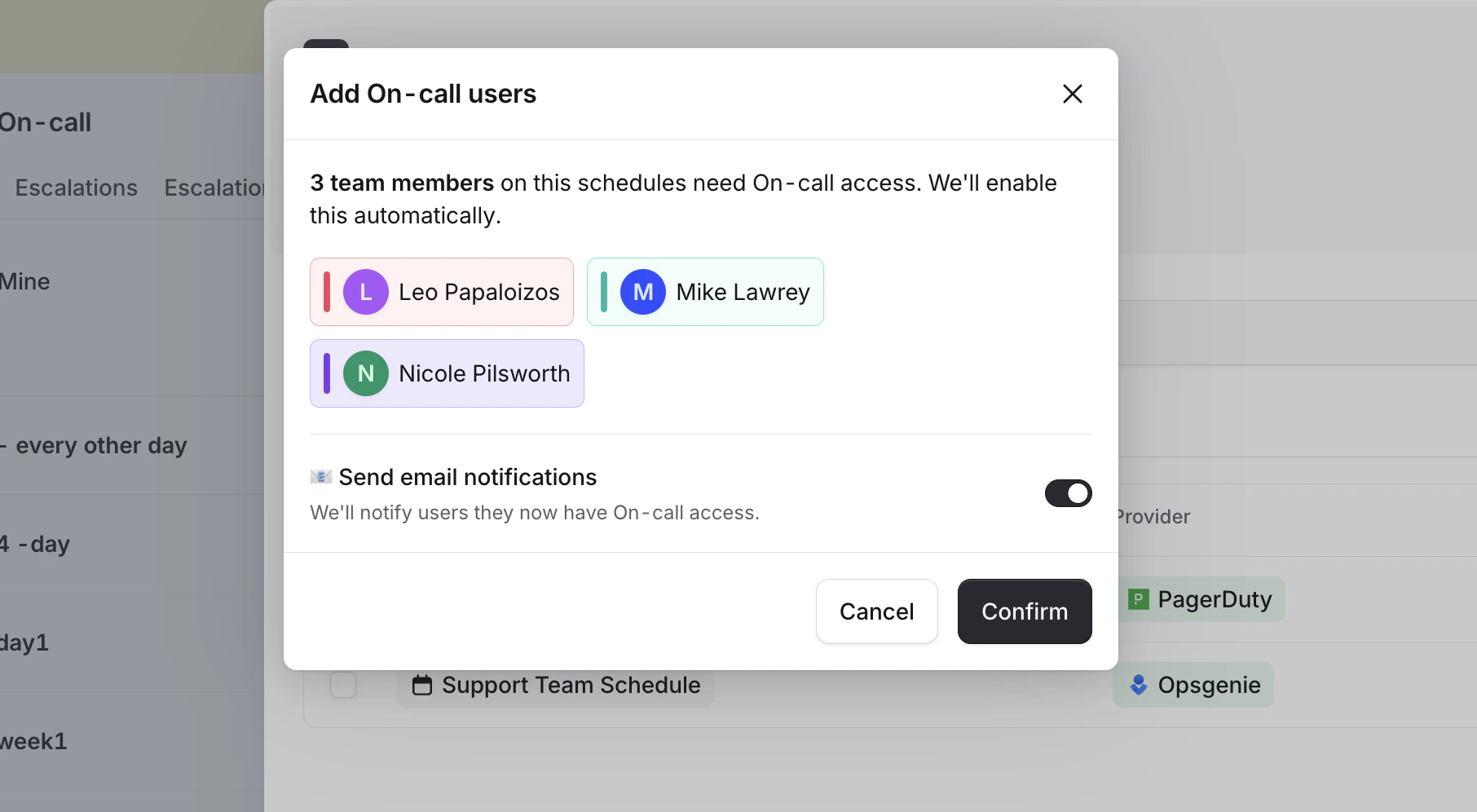 Example of the first-time on-call onboarding notification