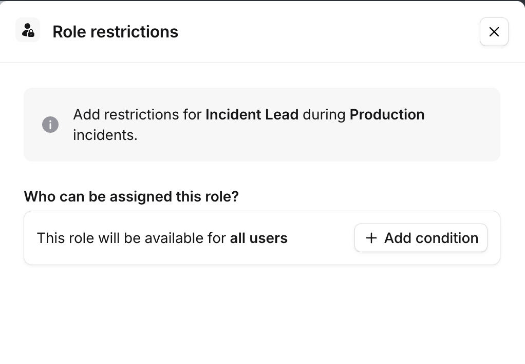 Role restrictions drawer with no restrictions