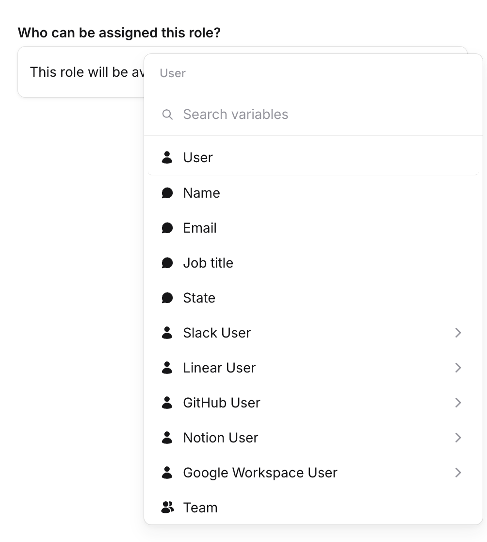 Filter picker showing available restriction variables