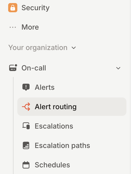 Alert routing highlighted under On-call in the dashboard sidebar