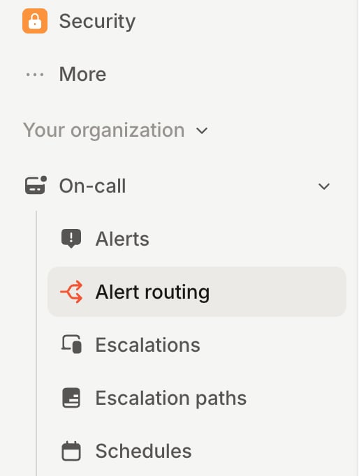 Alert routing highlighted under On-call in the dashboard sidebar