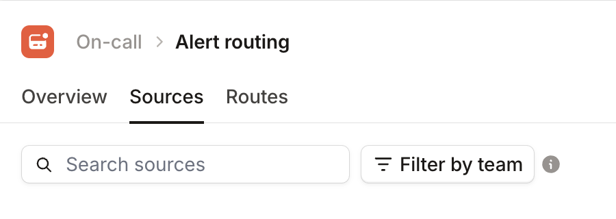 The Sources tab selected on the Alert routing page