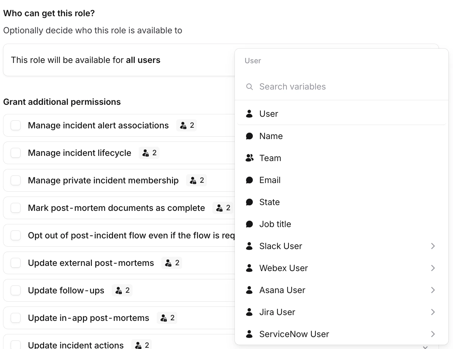Filter picker showing available restriction variables