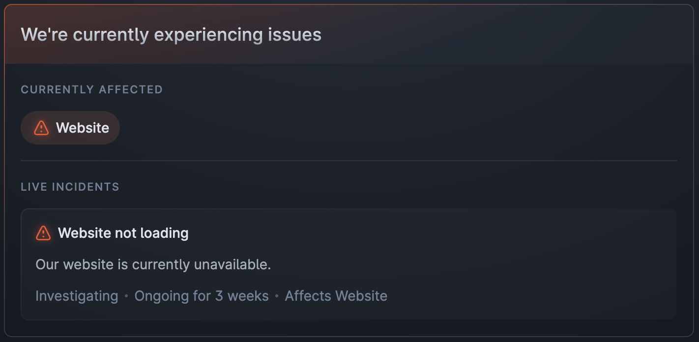 Main 'heads-up' banner