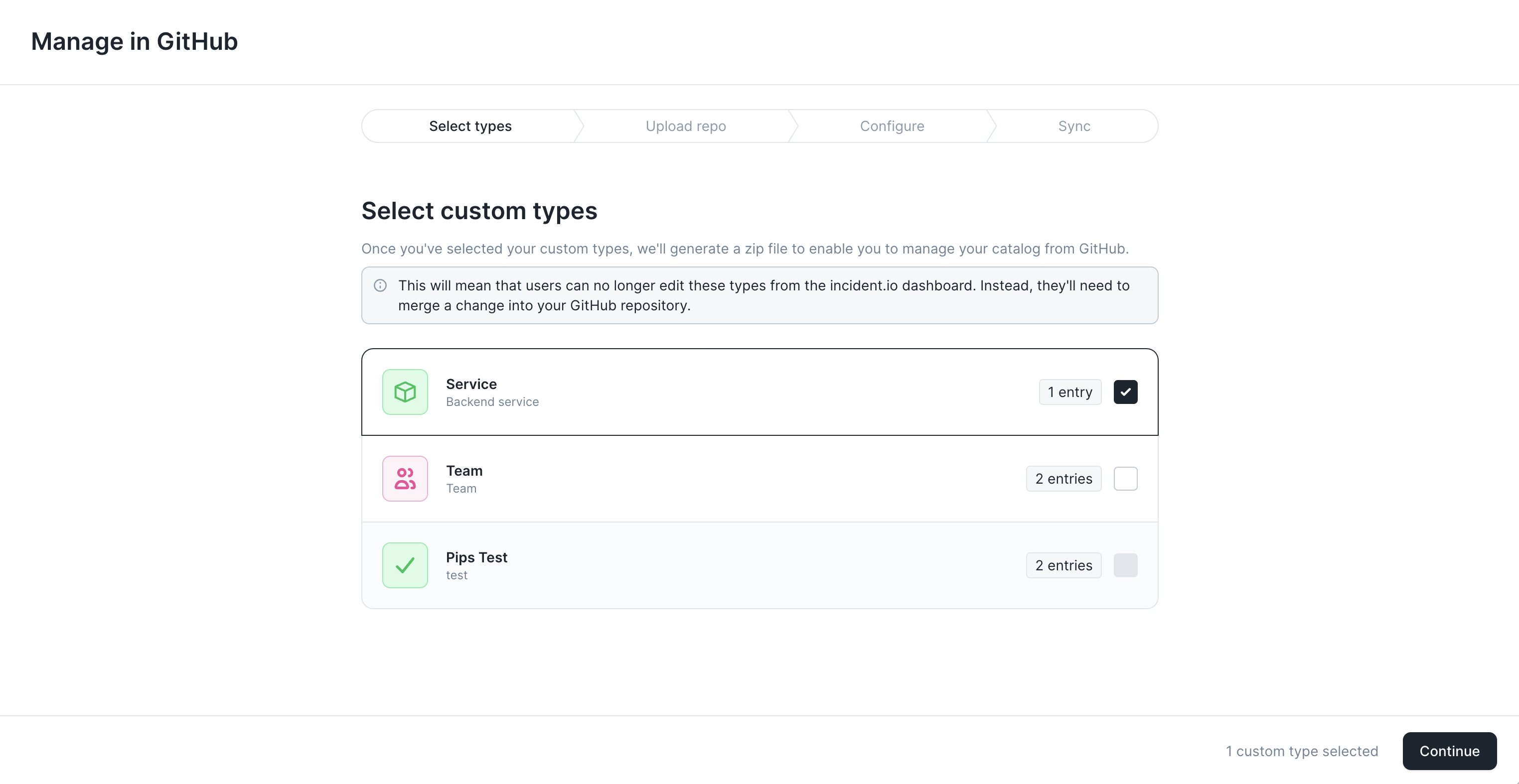 Managing Catalog Types in GitHub - incident.io