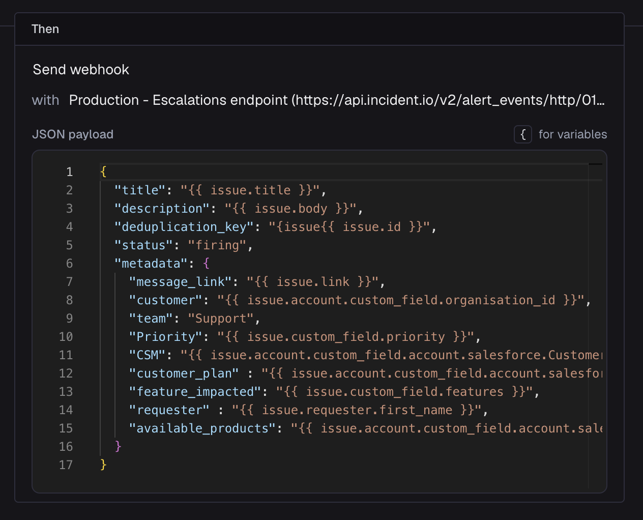 Webhook configuration