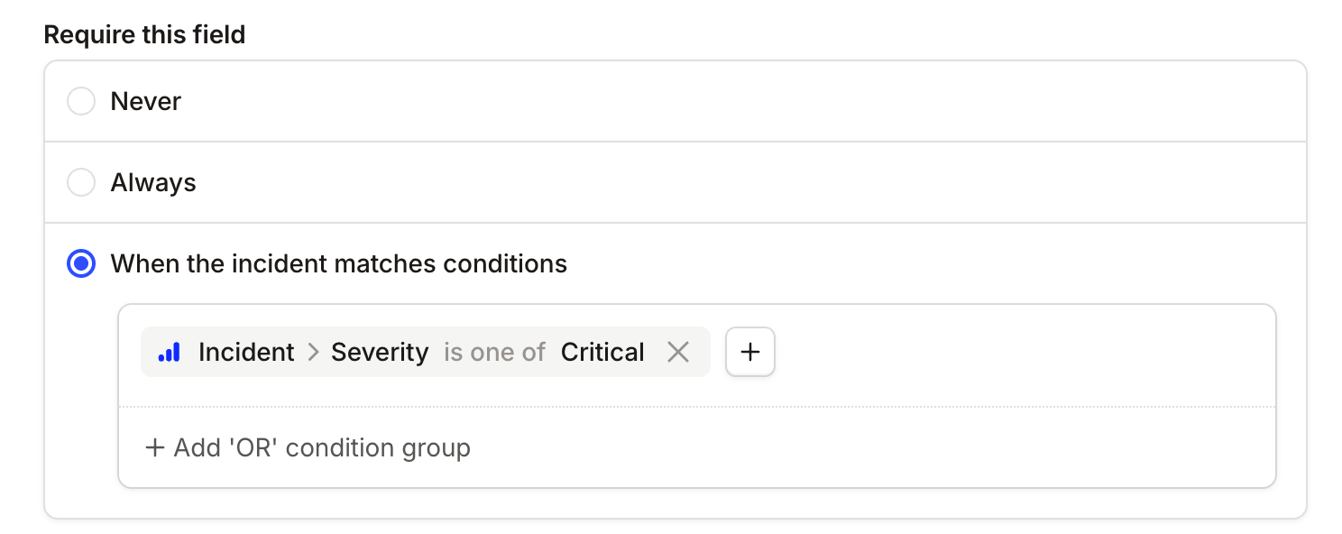 Setting a role as required only for Critical severity incidents