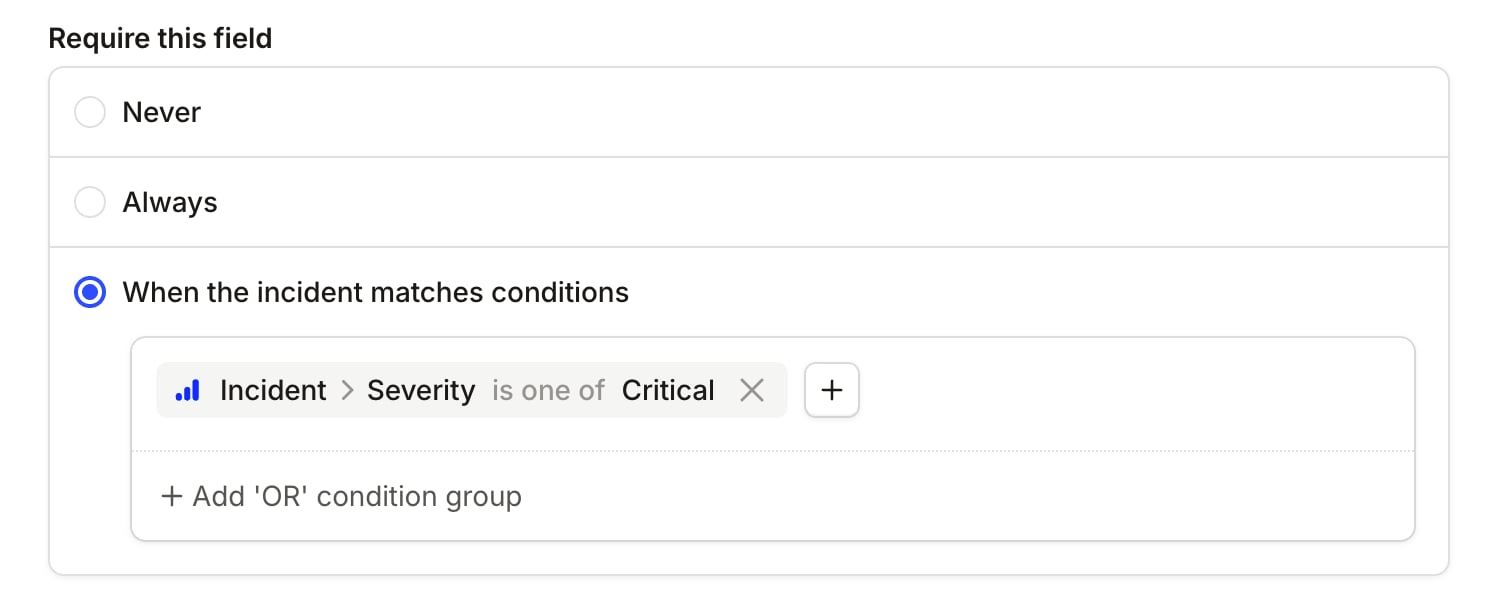 Setting a role as required only for Critical severity incidents