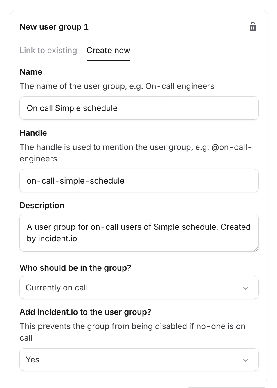 Create a new Slack user group