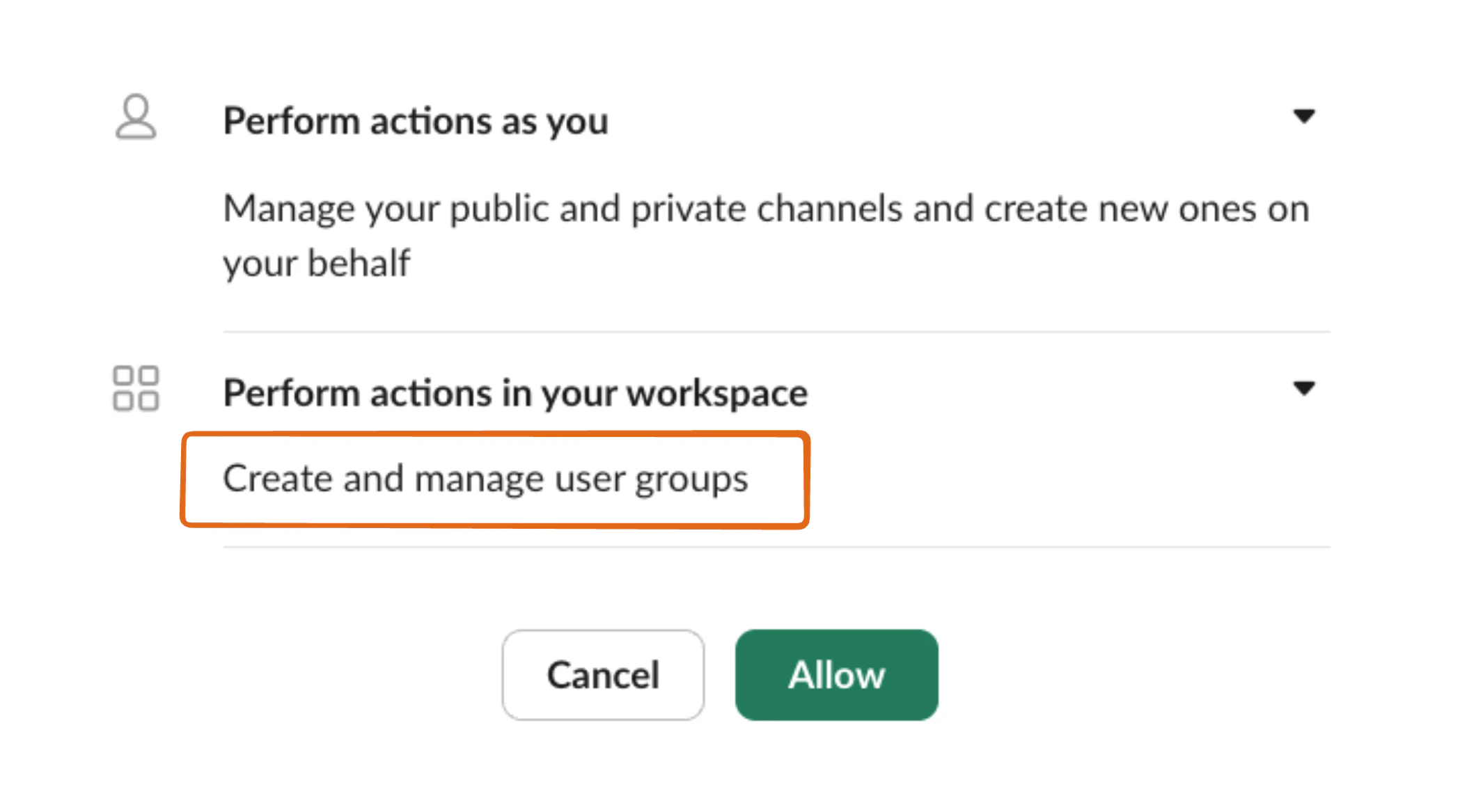 Privileged Slack user settings