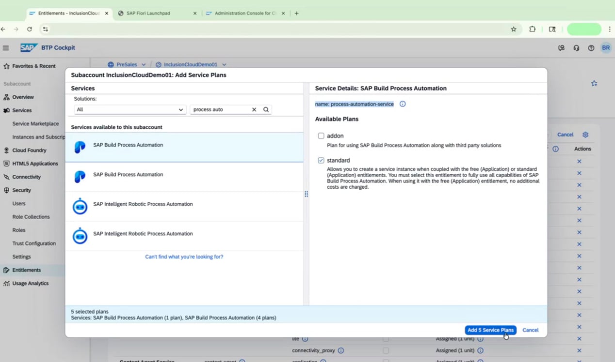Five plans selected for SAP Build Process Automation