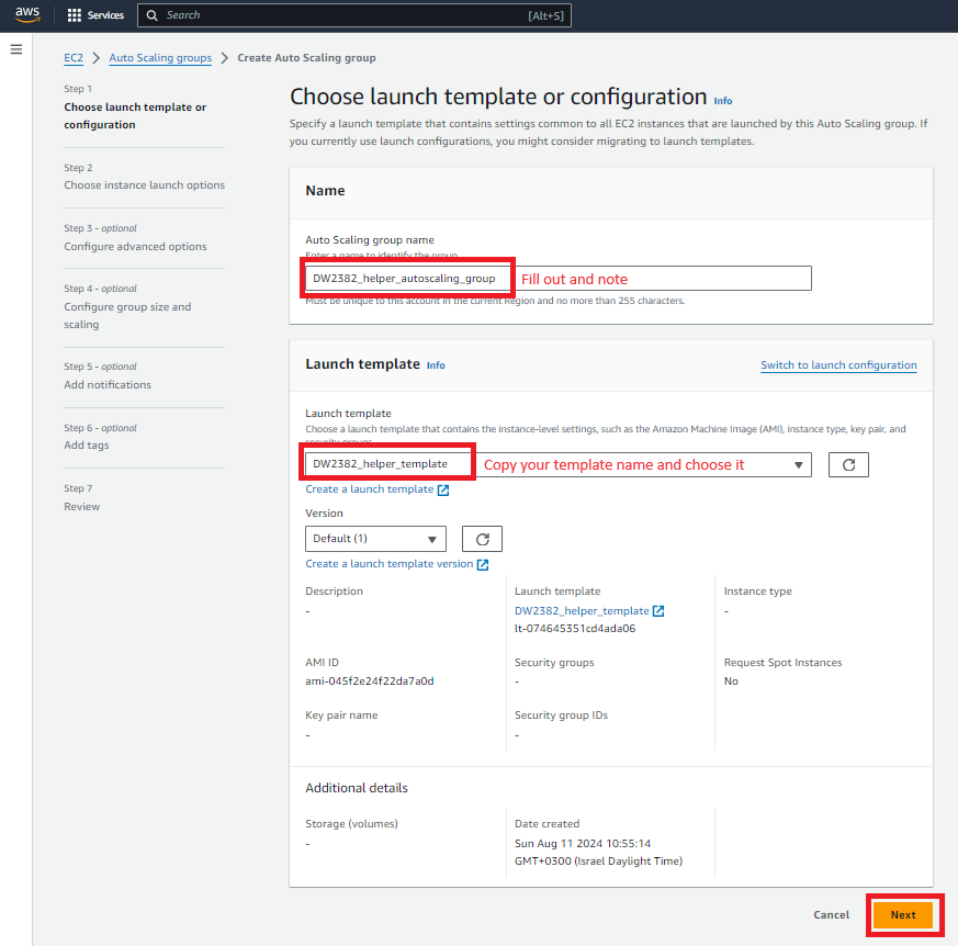 AWS Auto Scaling Groups screenshot