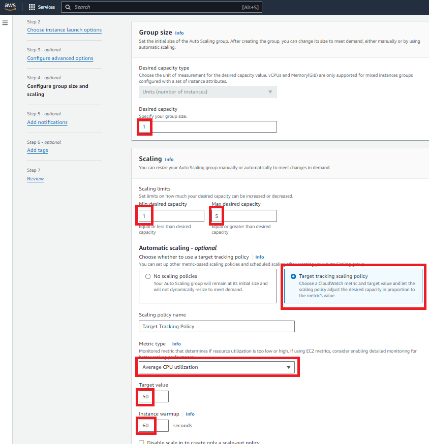 AWS Auto Scaling Groups screenshot