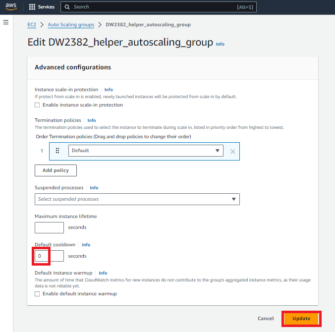 AWS Auto Scaling Groups screenshot