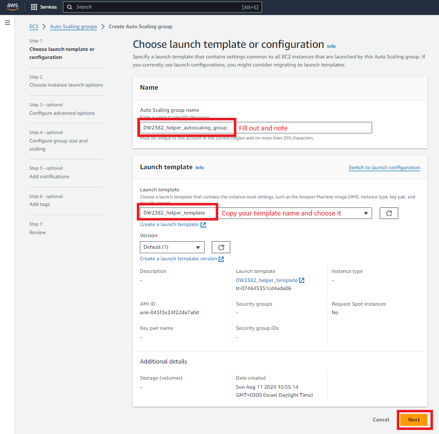 AWS Auto Scaling Groups screenshot