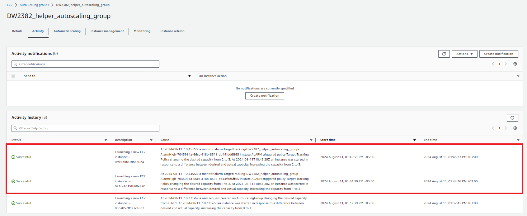 AWS Auto Scaling Groups screenshot