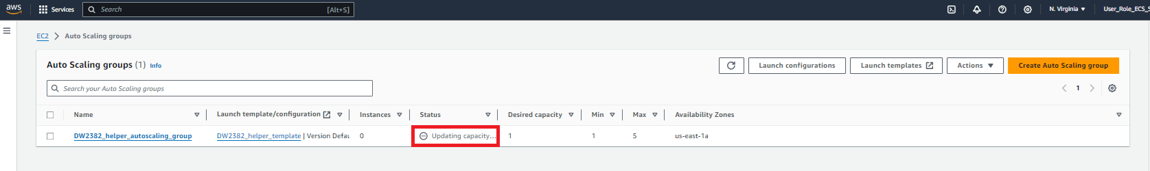 AWS Auto Scaling Groups screenshot