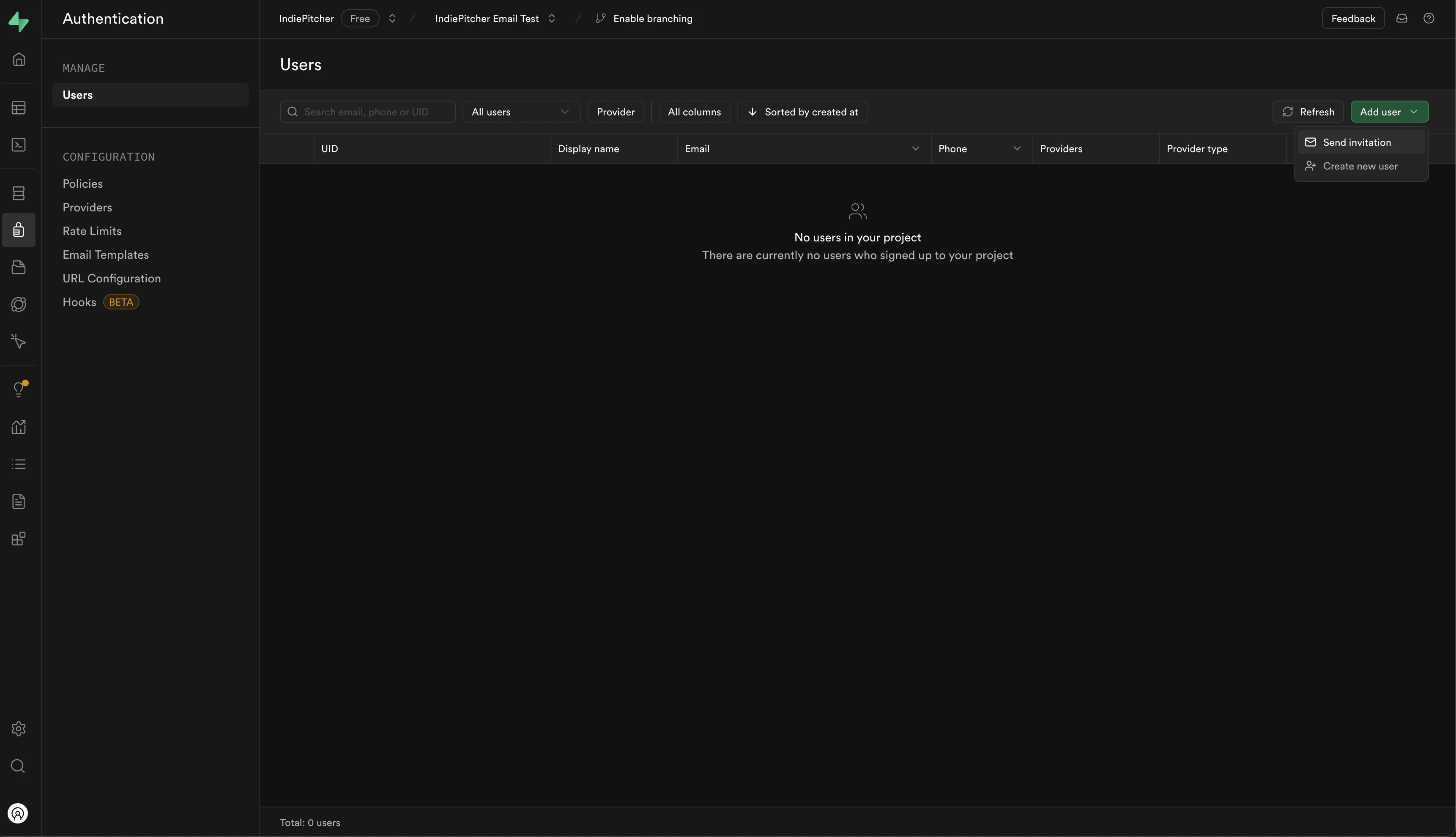 Supabase SMTP Settings
