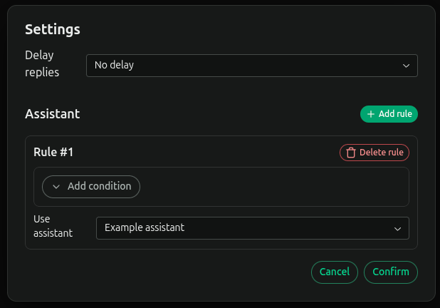 Screenshot of quickstart setup rule