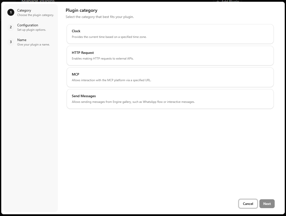 Add plugin to engine assistant modal.
