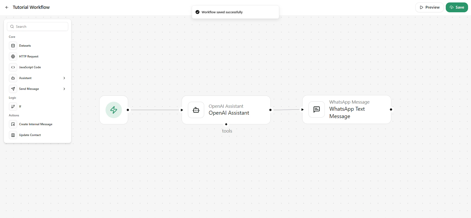 Workflow Nodes Connected