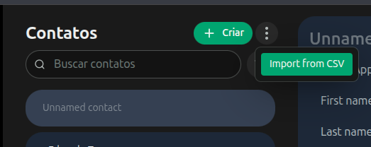 Screenshot of the import from CSV button