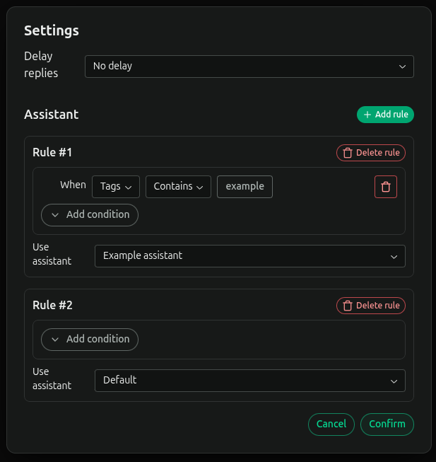 Screenshot of the confirm phone number rule button.