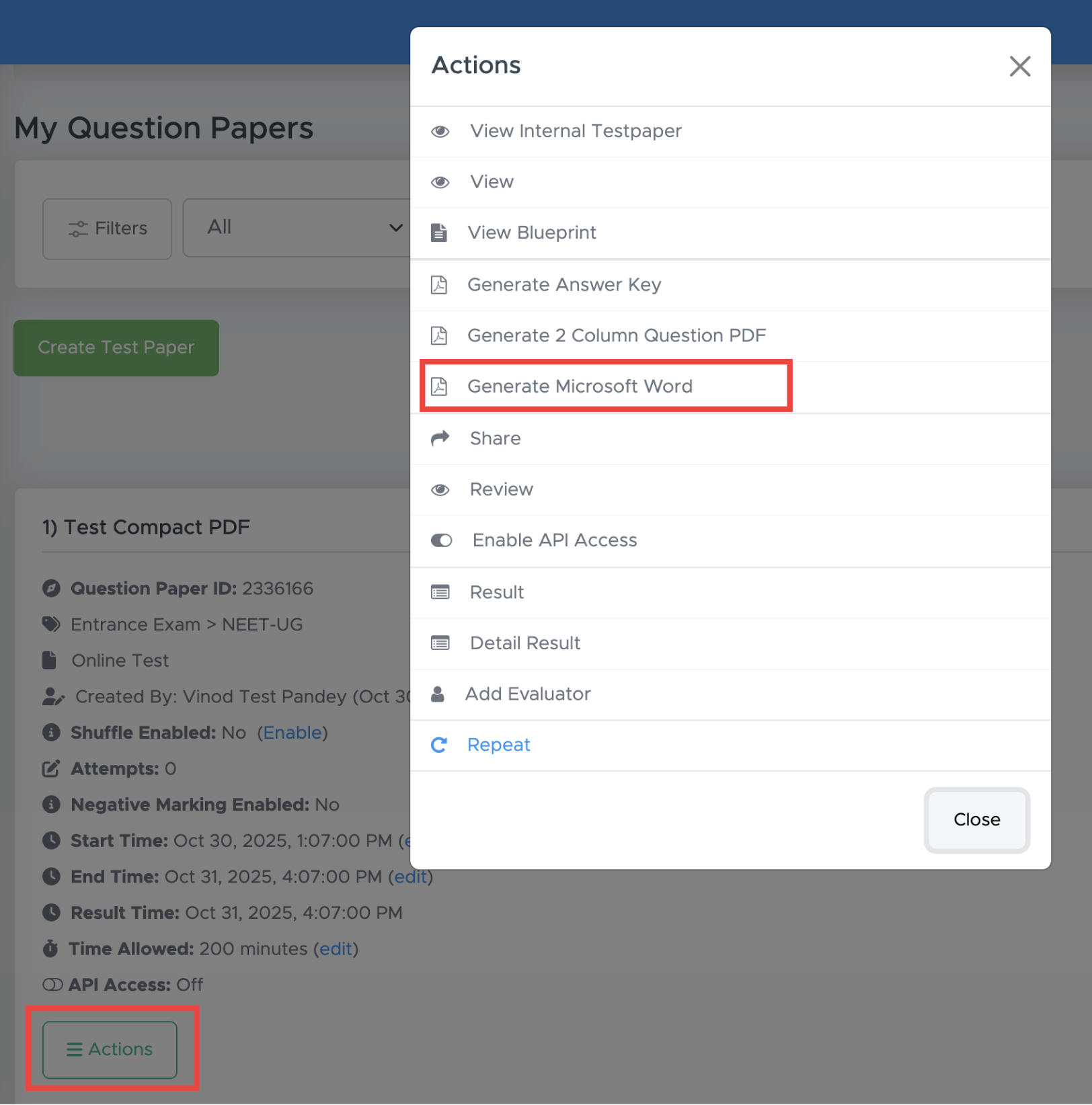 Download as Word File - Examin8 - Test Generator