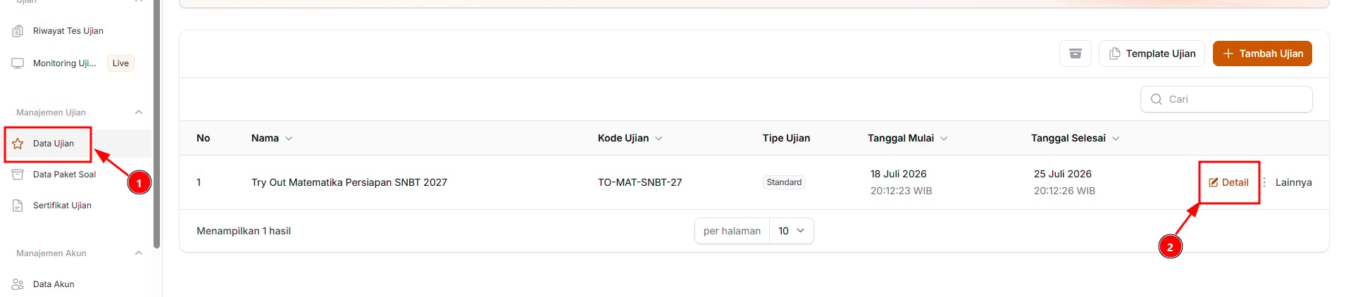 Sub Data Ujian