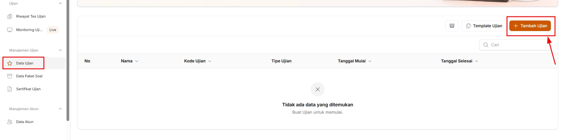Tambah Ujian