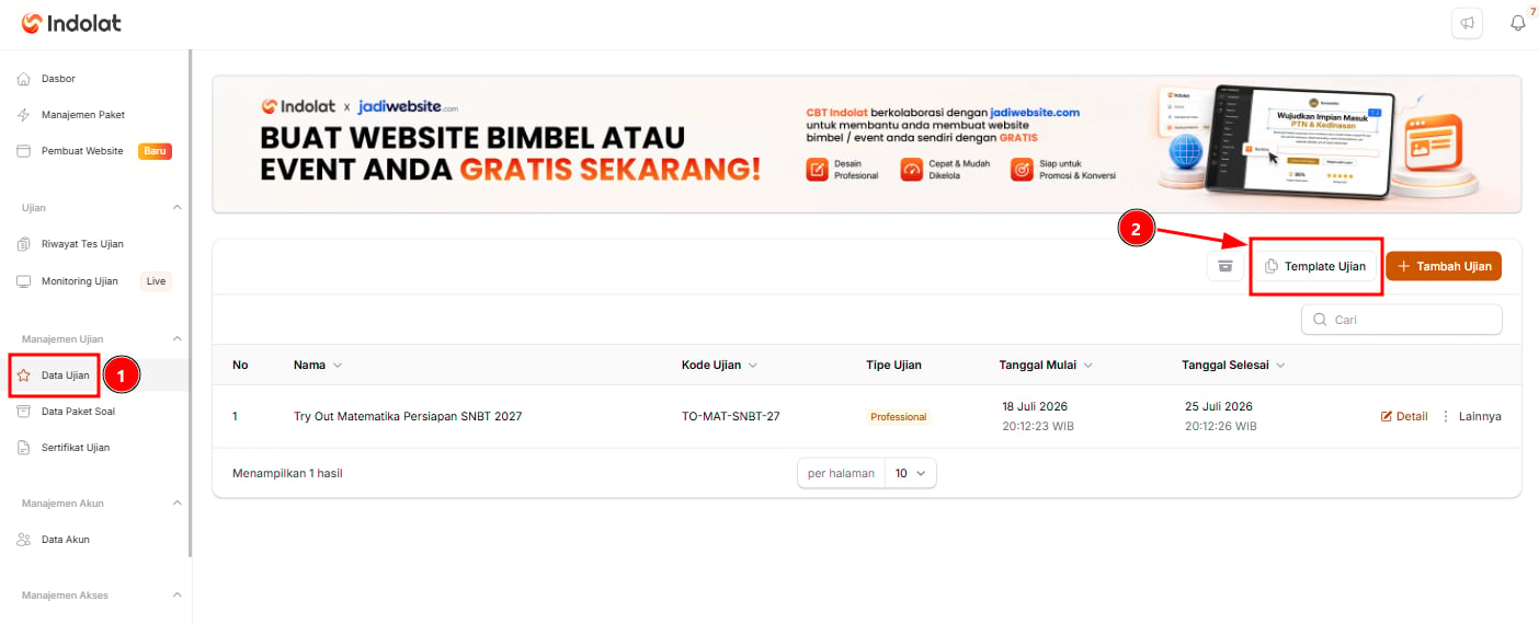 Template Ujian