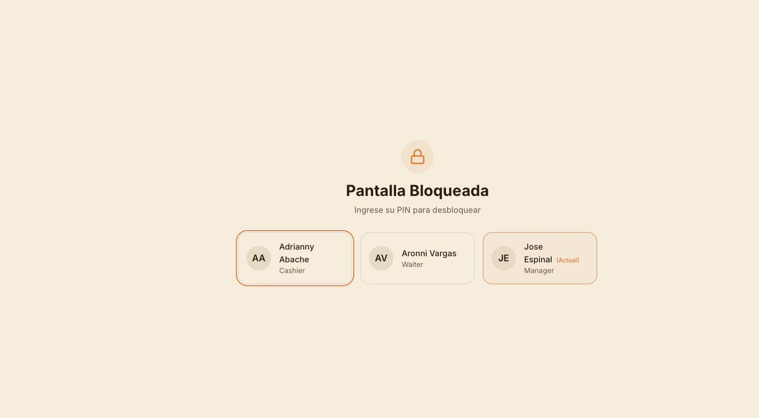 Pantalla bloqueada con tres operadores