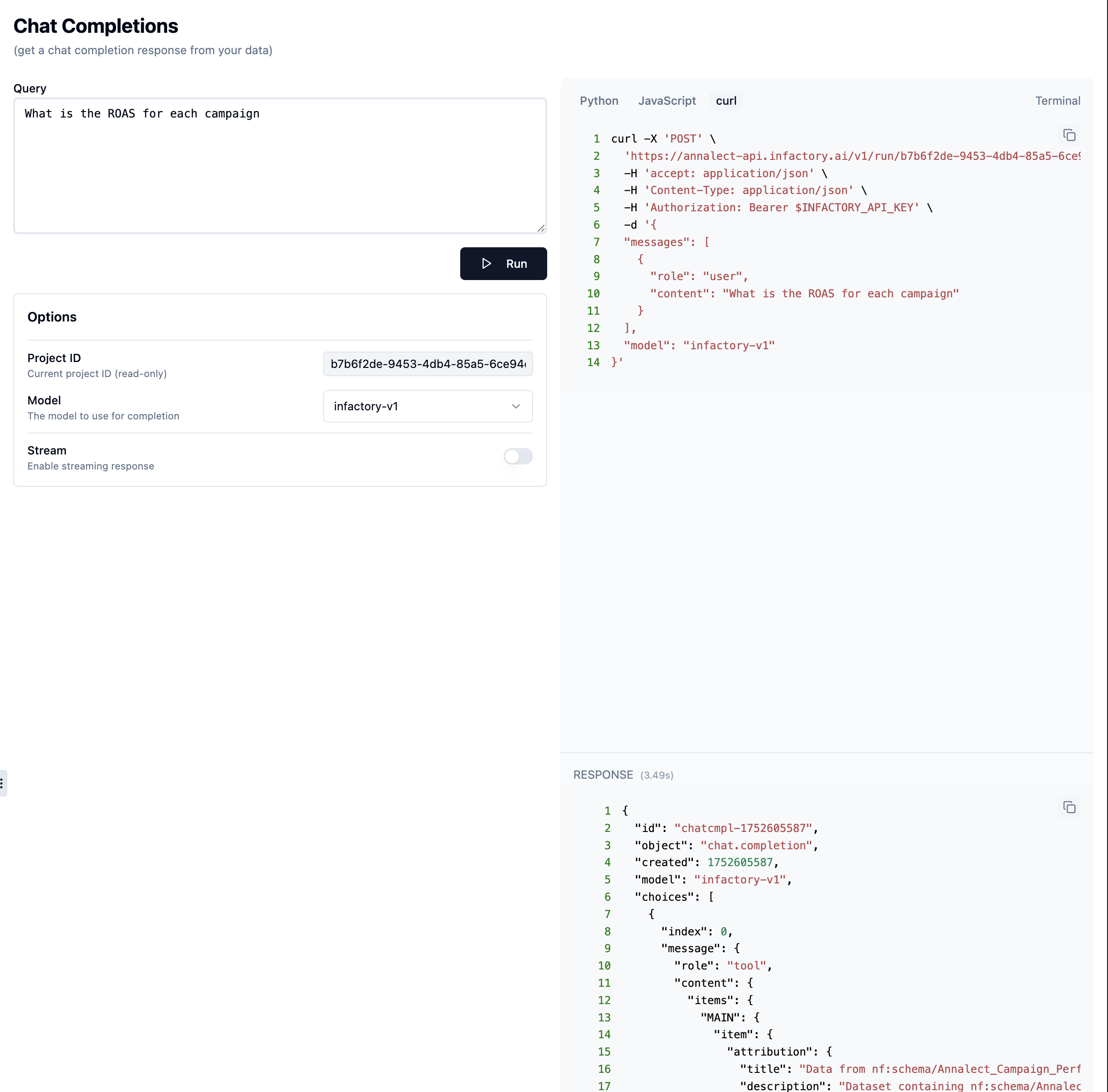 Natural language API interface